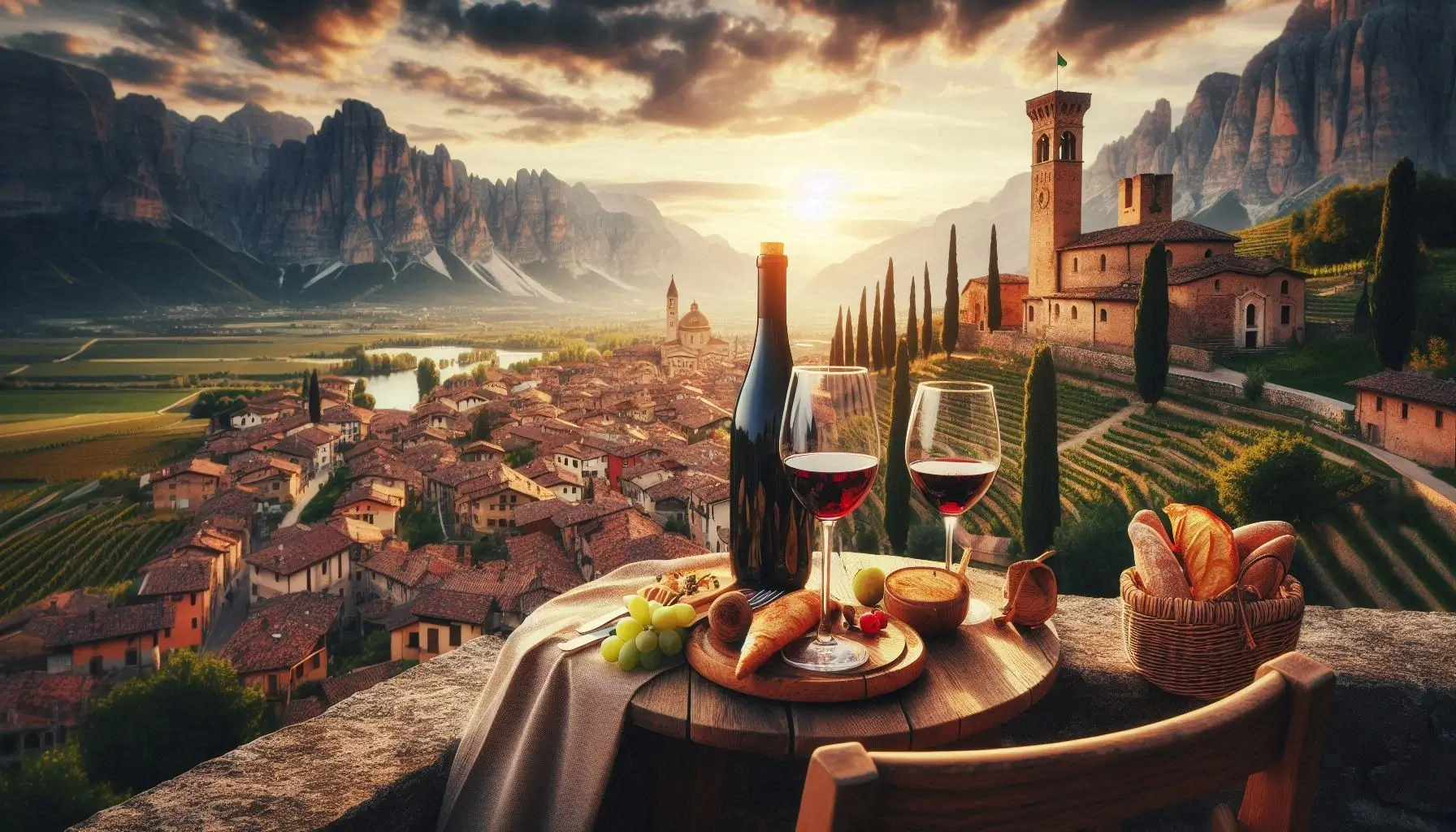 Terraced vineyards of the Valpolicella hills north of Verona