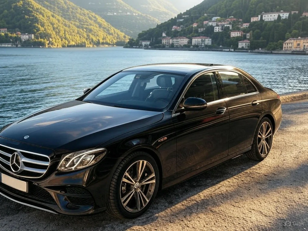 Luxury black Mercedes-Benz with chauffeur for private transfers